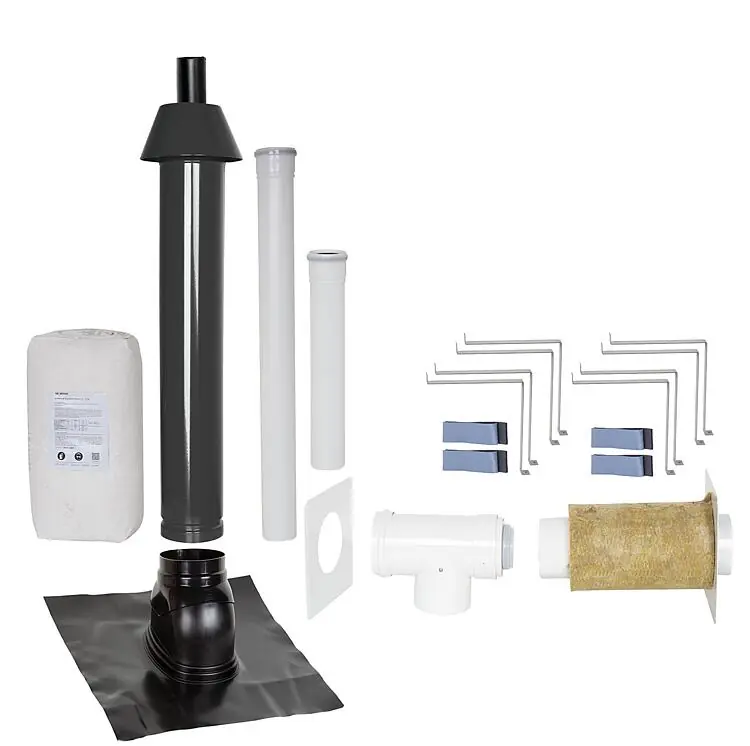 Schneller Versand Grundpaket Porifix, Schrägdach 35° - 55°, DN 80/125 schwarz, 1,0m