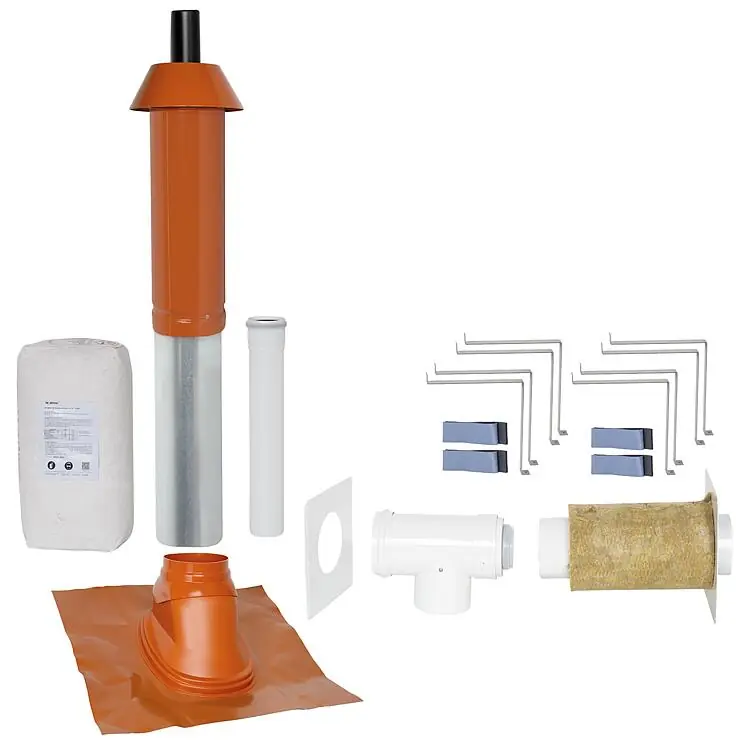 Nur Heute Grundpaket Porifix, Schrägdach 35° - 55°°, DN 60/100 rot, 0,4m