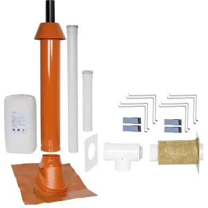 Ausverkauf Grundpaket Porifix, Schrägdach 5° - 25°, DN 80/125 rot, 1,0m