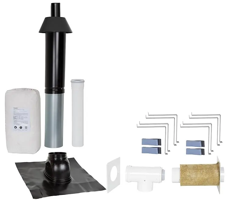 Grundpaket Porifix, Schrägdach 5° - 25°, DN 80/125 schwarz, 0,4m Echt