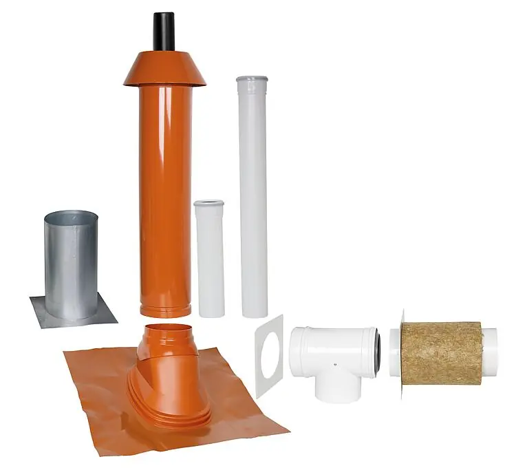 Neu Grundpaket Unifix 165, Schrägdach, 35 - 55°, DN 80/125 rot,1,0m