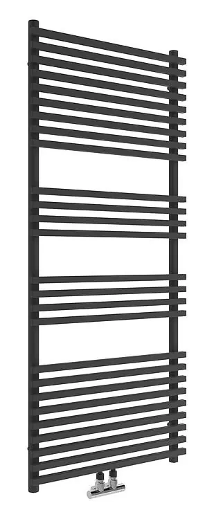 Handtuchheizkörper Trapani 1400 x 600 mm mit Mittelanschluss, Farbe Schwarz Matt Garantierte Lieferung