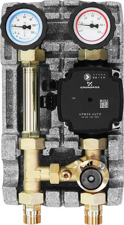Highlight Heizkreisset Easyflow DN20 (3/4") mit 3 Wege Mischer ohne Mischermotor mit Pumpe Grundfos UPM3S AUTO 15-60