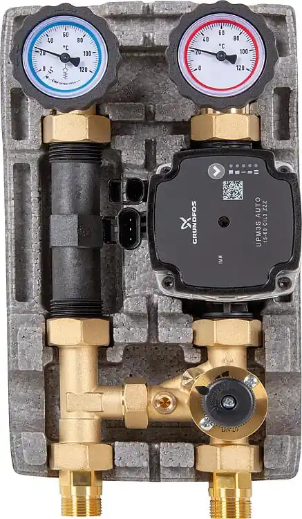 Heizkreisset Easyflow DN20 mit 3Wege-Mischer,Wärmezählerstrecke mit Pumpe Grundfos UPM3S AUTO 15-60 Neue Ware