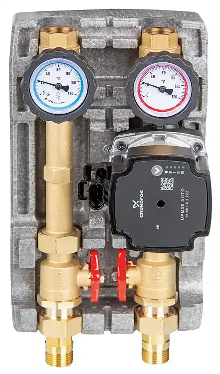 Heizkreisset Easyflow DN20 ungemischt, Wärmezählerstrecke mit Pumpe Grundfos UPM3S AUTO 15-60 Nur Für Kurze Zeit