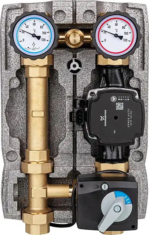 Günstig Heizkreisset Easyflow DN25 (1") mit 3-Wege-Mischer und Überstromventil, Pumpe Grundfos UPM3S AUTO 25-60