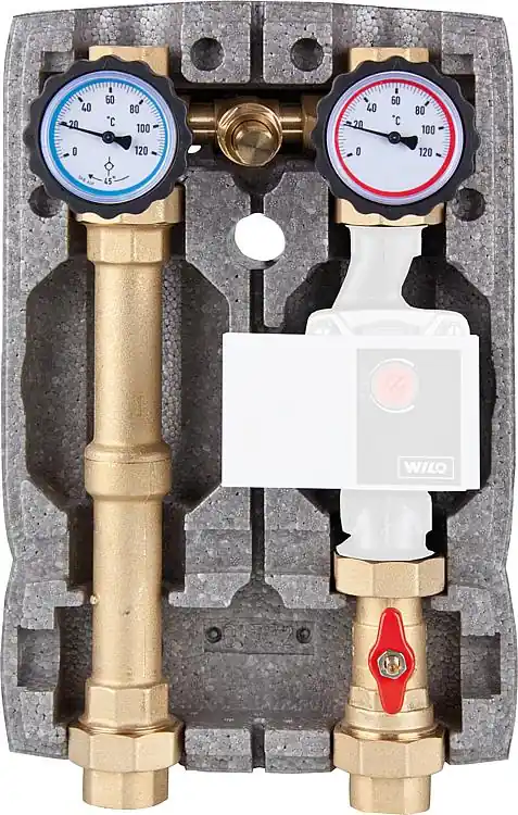Heizkreisset Easyflow DN25 R1" mit Isolierung ungemischt mit Überströmventil Expressversand