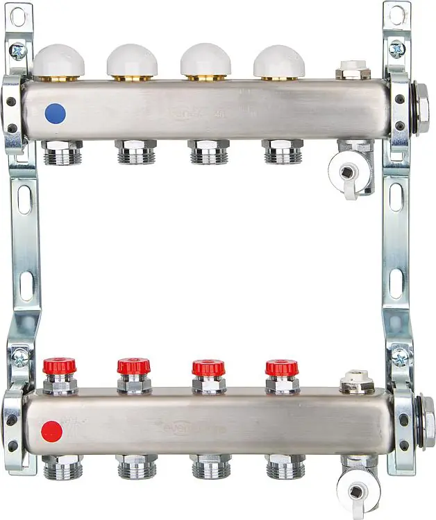 Heizkreisverteiler Edelstahl integrierte Ventile DN25(1") mit 10 Heizkreisen Preiswert