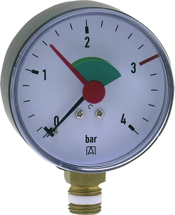Heizungsmanometer radial 63 mm durch, 1/4" mit selbstdicht. Teflonring Beliebt
