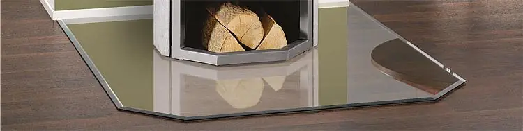 Kaminofen Bodenplatte aus Stahl 2mm, Trapez B2 Schwarz Neue Kollektion