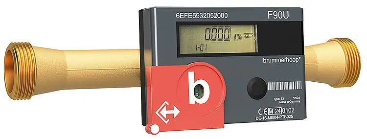 Kompakt-Ultraschallwärmezähler F90U3 DN25 (1 1/4")AG, Baulänge 260mm Durchfluss6 Echt