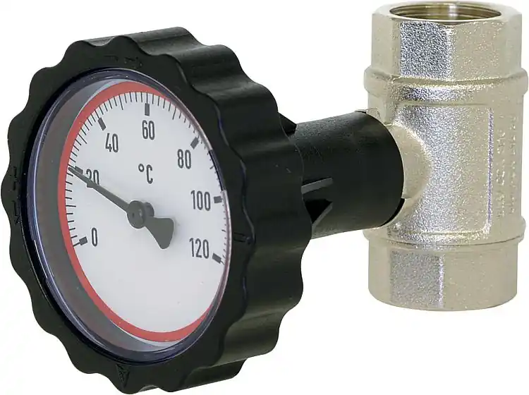 Kugelhahn 1" IGxIG mit Thermometerhandrad rot vernickelt Super-Preis