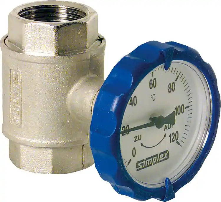 Kugelhahn Muffenausführung Typ M integrierter Thermometer 63 mm rund 1" in Bla Mega-Angebot