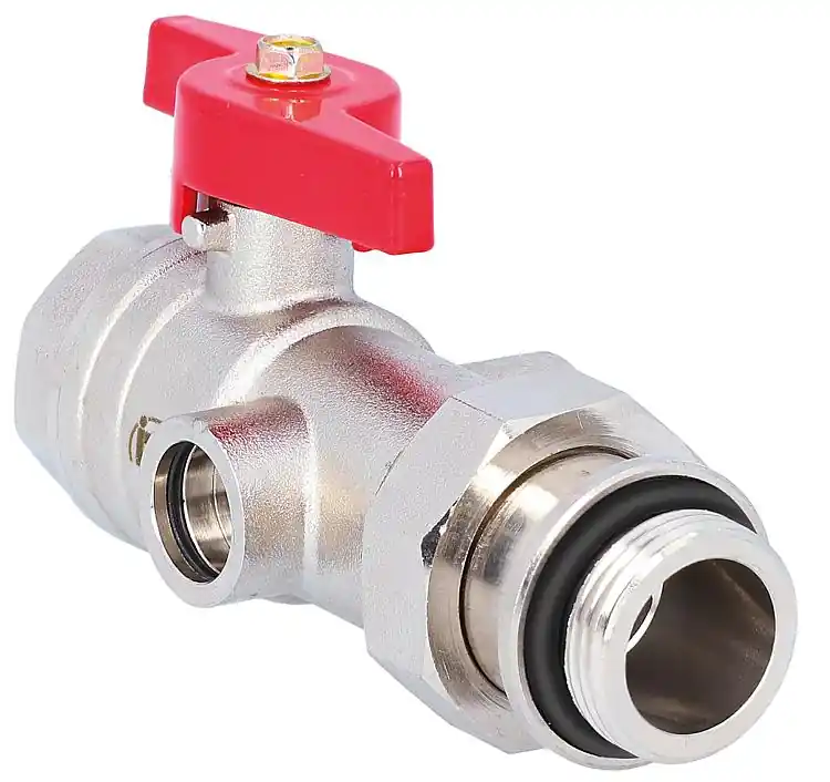 Kugelhahn, Flügelgriff blau, DN25 (1") IGxDN25 (1") AG mit Aufnahme für Thermometer Garantierte Lieferung