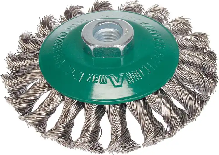 Preis Gesenkt Kegelbürste gezopft Edelstahldraht 0,50 mm 100 mm x M 14 x 2,0