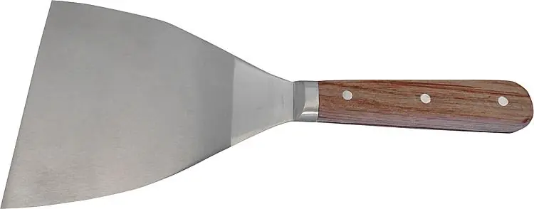 Abverkauf Malerspachtel 100mm, Haromac durchg., konisches Blatt, INOX, Rosenholz