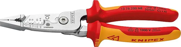 Multifunktions-Elektrikerzange KNIPEX VDE isoliert, Länge 200 mm, verchromt, Mehrkomponentengriffe Direkt Vom Hersteller