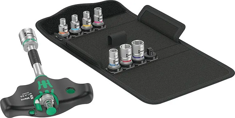 Schneller Versand Quergriff-Adapterschraubendreher-Set WERA Kraftform Kompakt 400 RA Set Imperial 2 für 1/4" Steckschlüsseleinsätze, 10-teilig