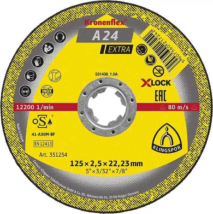 Schruppscheibe KLINGSPOR A 24 EXTRA X-LOCK 115 x 6,0 x 22,23 mm, gekröpft Preisknaller