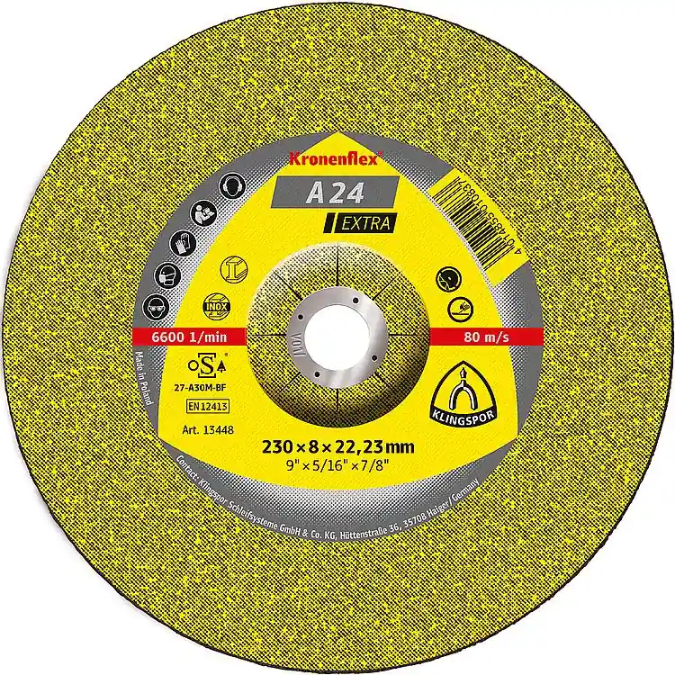 Abverkauf Schruppscheibe KLINGSPOR A24 EXTRA 230 x 8,0 x 22,23 mm, gekröpft