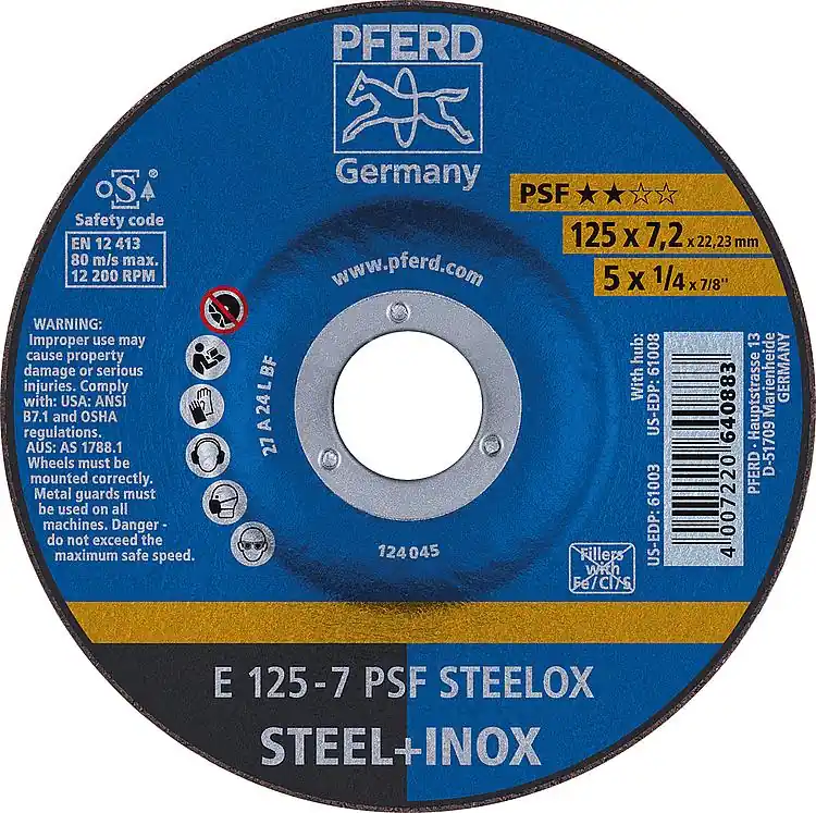 Knallerangebot Schruppscheibe PFERD Ø 125 x 7,2 x 22,23mm für Stahl