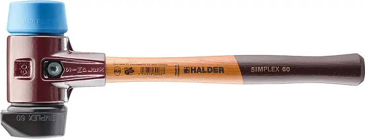 Sofort Bestellen SIMPLEX-Schonhammer Halder mit TE-Gehäuse und Holzstiel, Gummikomposition mit Standfuß/TPE-soft, Ø 60 mm