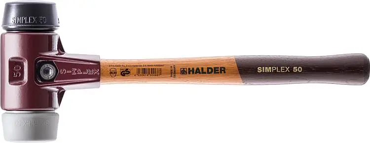 Expressversand SIMPLEX-Schonhammer Halder mit TE-Gehäuse und Holzstiel, Gummikomposition/TPE-mid, Ø 30 mm