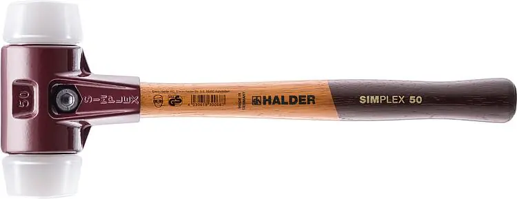 SIMPLEX-Schonhammer Halder mit TE-Gehäuse und Holzstiel, Superplastik, Ø 30 mm Zertifiziert