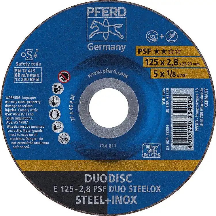 Trenn- und Schruppscheibe PFERD Ø 125 x 2,8 x 22,23mm gewölbt, für Stahl, Edelstahl Sonderangebot
