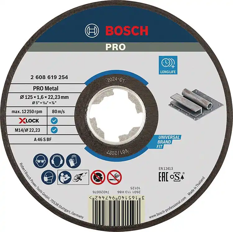 Trennscheibe BOSCH® gerade für Metall und mit X - Lock Aufnahme Ø 125 x 1,6 mm Zertifiziert
