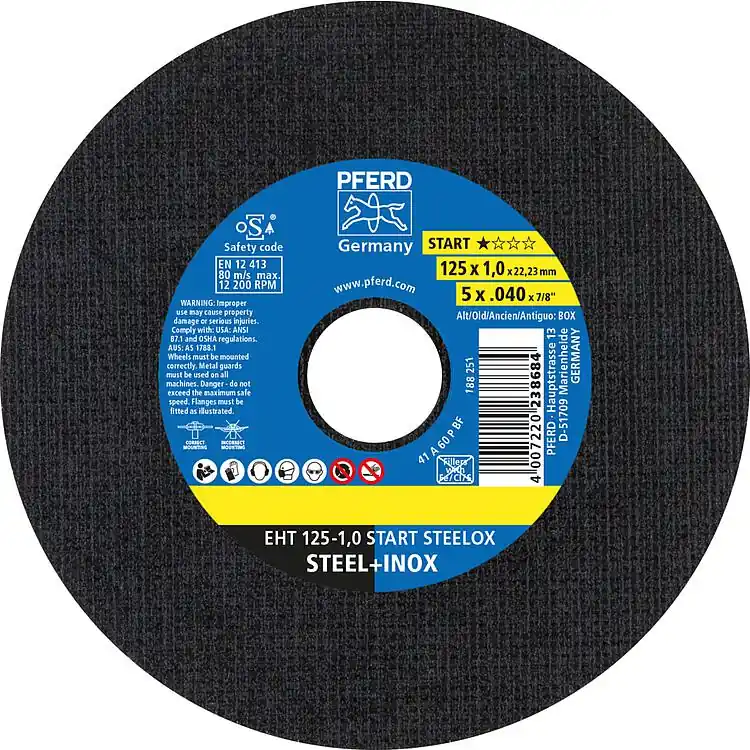 Sichere Zahlung Trennscheibe Pferd Ø 125 x 1,0 x 22,23 mm für Stahl, Edelstahl, VPE 10 Stk.
