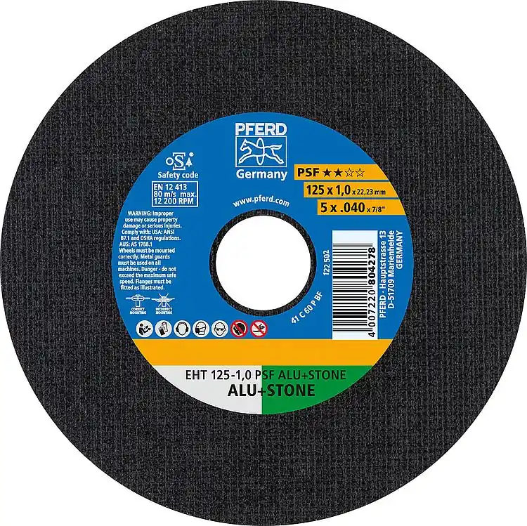 Must-Have Trennscheibe PFERD Ø 125 x 1,0 x 22,23mm, gerade für Alu, Stein, Beton, Fliesen