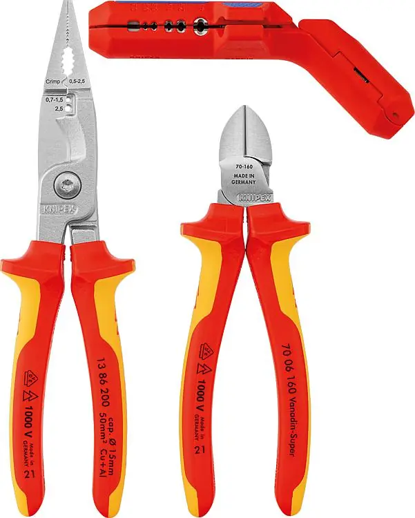 Neue Ware Zangen-Set KNIPEX 3-teilig best. aus Seitenschneider, Installationszange und Abmantler